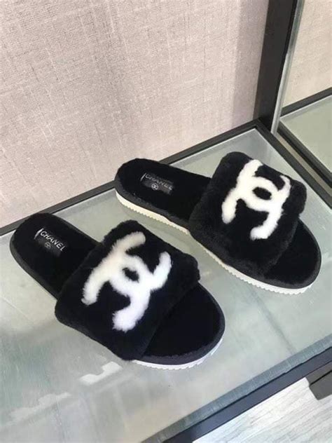 chanel quilted fur slippers|chanel shoes price list.